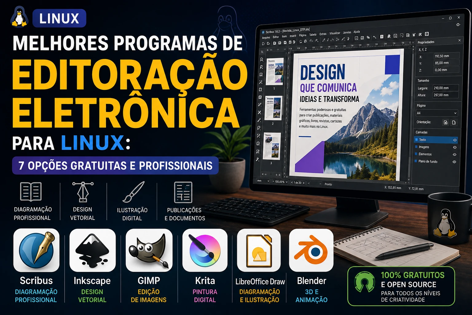 Melhores programas de editoração eletrônica para Linux: 7 opções gratuitas e profissionais
